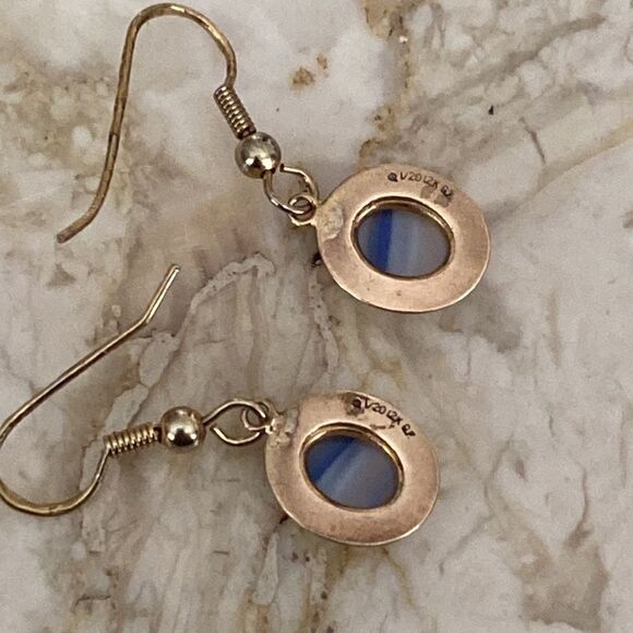 Vintage 12K Yellow Gold Filled Agate Drop Earrings - Picture 4 of 6
